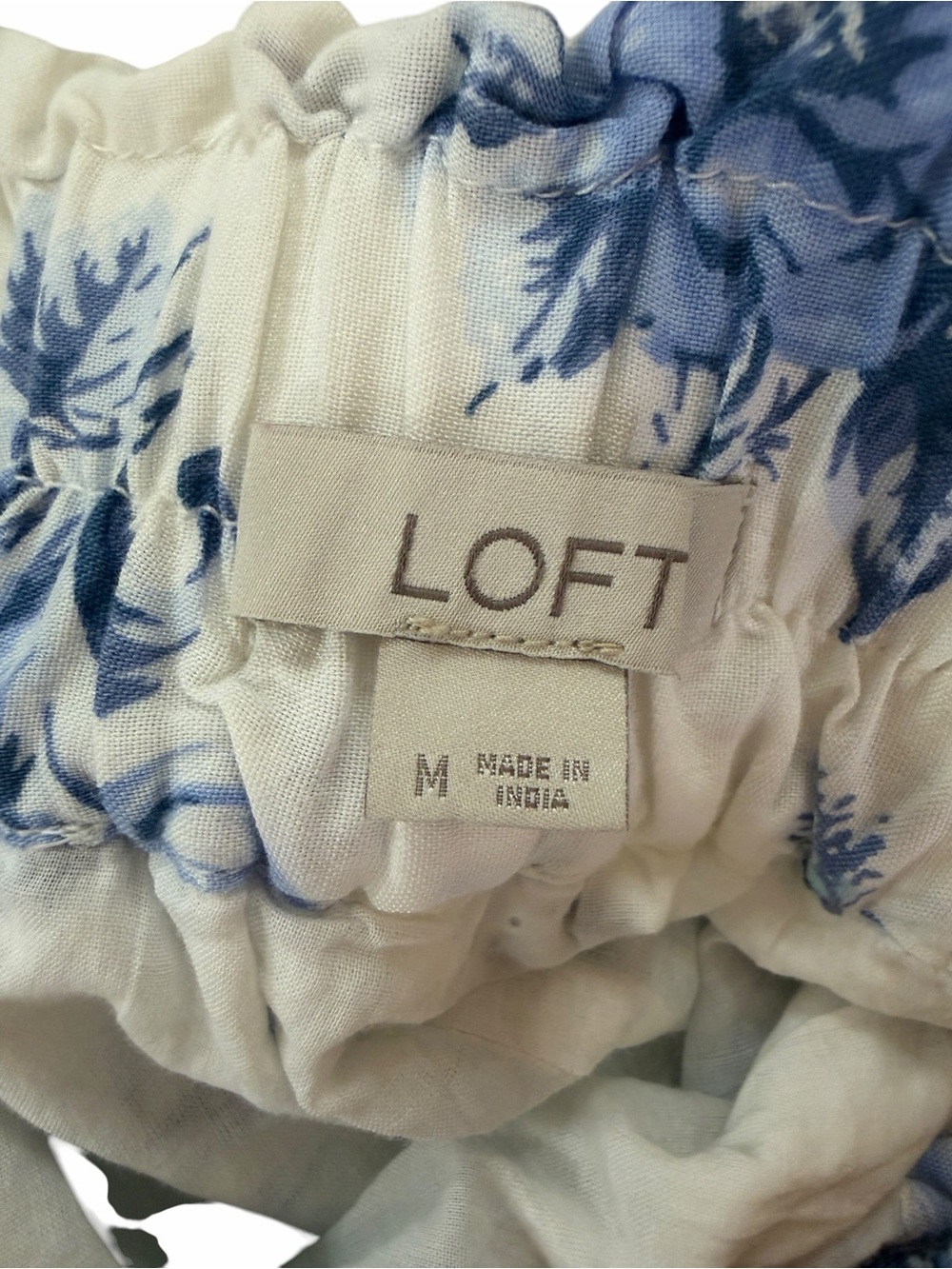 LOFT White Mini Skirt with Blue Floral Eyelet Hem - Picture 4 of 7